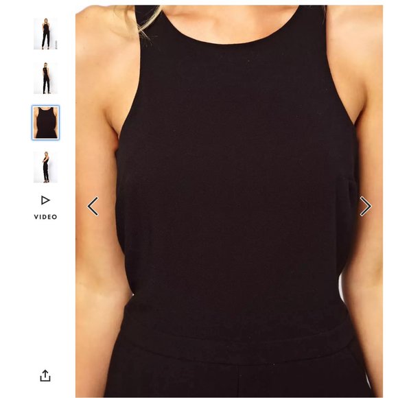 ASOS Petite Black Jumpsuit With Chic Racer Detail Sz 0 Like NEW - Picture 4 of 14